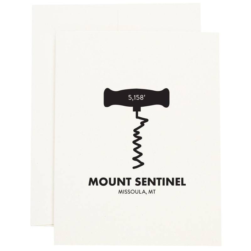 The M trail on Mount Sentinel in Missoula, MT as a corkscrew on a greeting card.