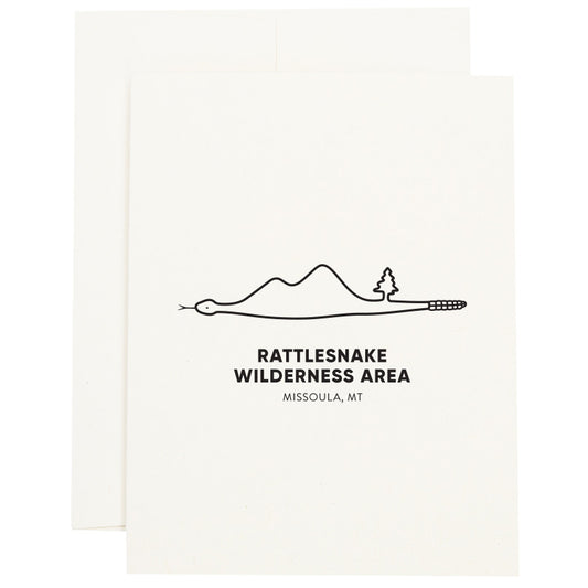 Image of Rattlesnake Wilderness Area in Missoula, Montana inside of a snake on a greeting card.